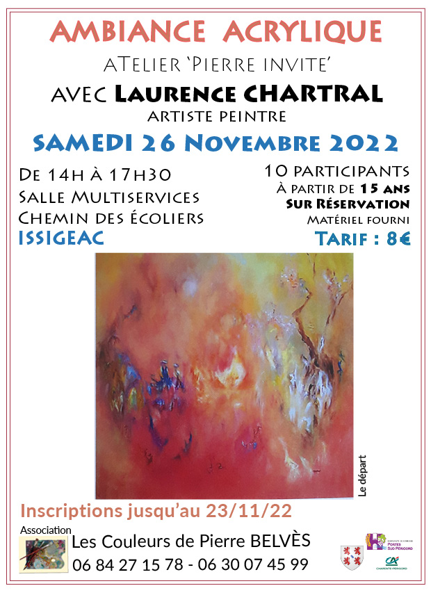 You are currently viewing Atelier « Ambiance Acrylique » avec Laurence Chartral