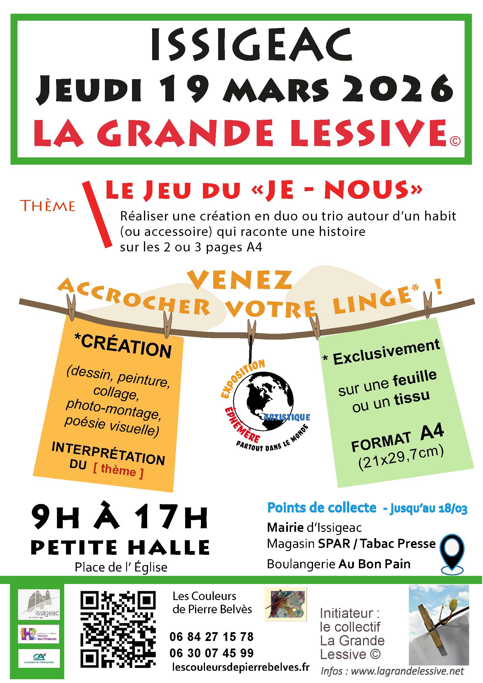 Lire la suite à propos de l’article La Grande Lessive 2026 – ISSIGEAC – Jeudi 19 mars