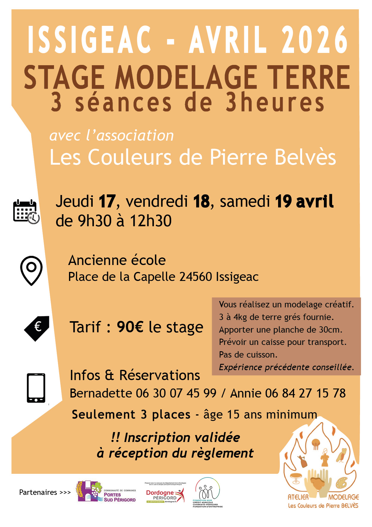 Lire la suite à propos de l’article Stage Modelage – 16,17,18 avril 2026